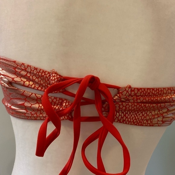 SHEIN red/gold shiny bikini, M - Picture 4 of 5